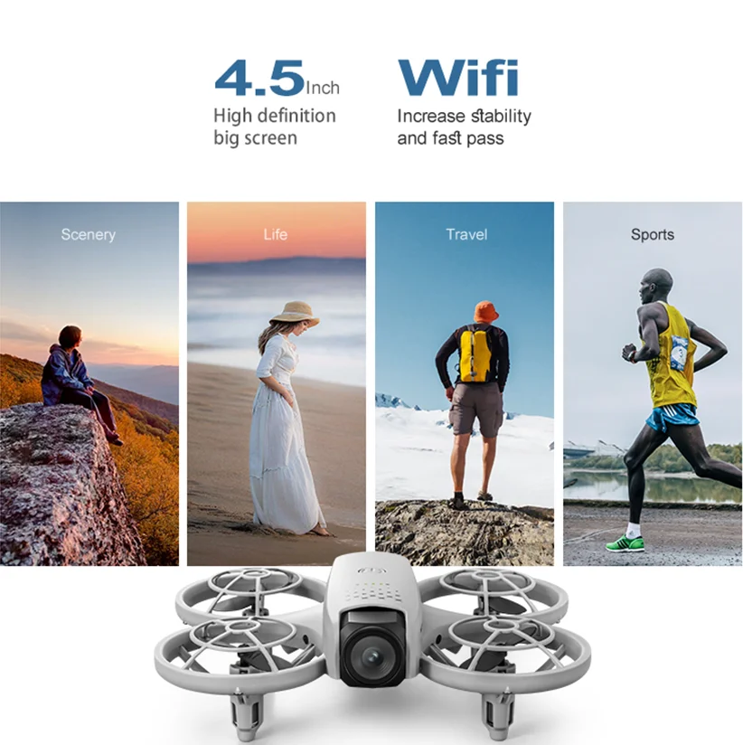 10cmの小型ポータブルクアッドコプター。4.5インチの画面 - Drone Controller Screen のレビューと価格